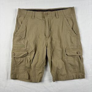 WearFirst Ripstop Cargo Shorts Men’s 34 Khaki Stretch Free Band Hiking Outdoors